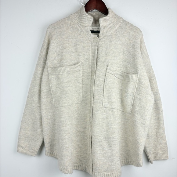 Grade & Gather Women’s Beige Oversized Cardigan Sweater Pockets Minimalist S / M - Picture 2 of 10